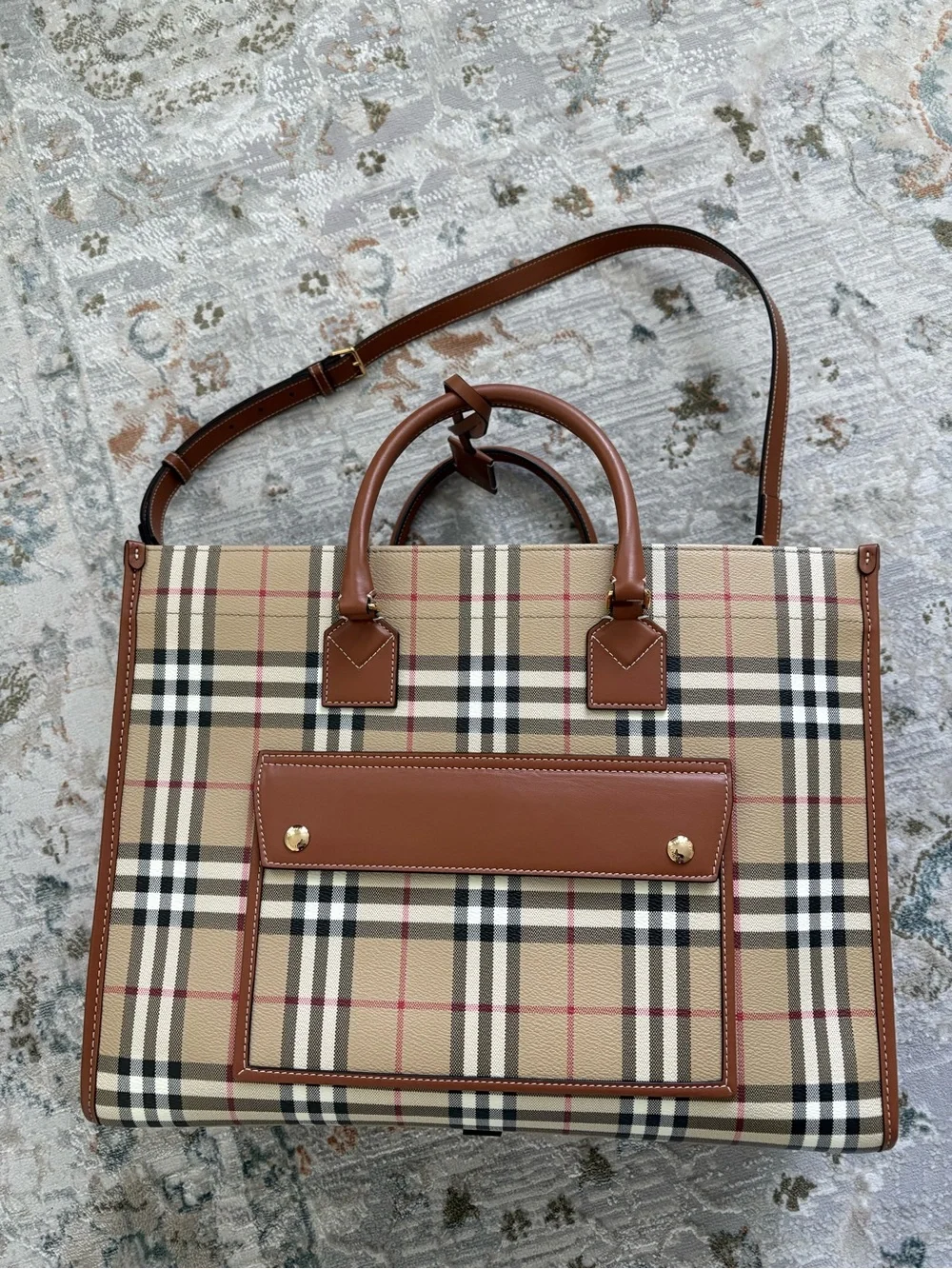 Burberry Medium Freya Tote in Classic Check Color